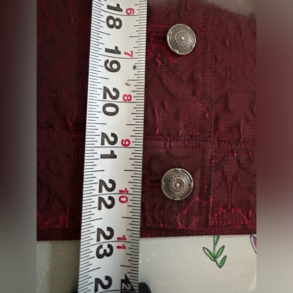 J Jill Vintage Wool Blend Brocade Damask Textured Burgundy Collar Jacket Large - Picture 9 of 13